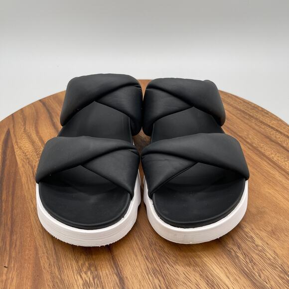 Sorel Viibe Twist Sandals Womens Size 10 Black Leather Slides Casual Comfort - Picture 2 of 8